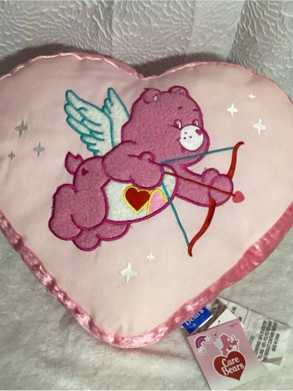 Love a Lot Care Bear as Cupid Heart Shaped Plush Pillow NEW Decorative Valentine